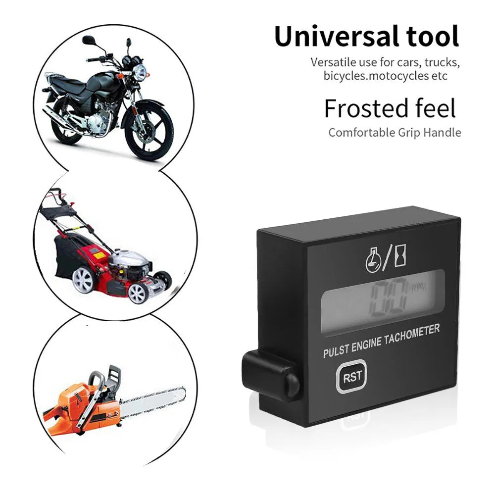 Digital Tach Hour Meter | Inductive Clip Style Waterproof Tachometer for Motorcycle Chainsaw Gasoline Engine MyPetiteCar.com