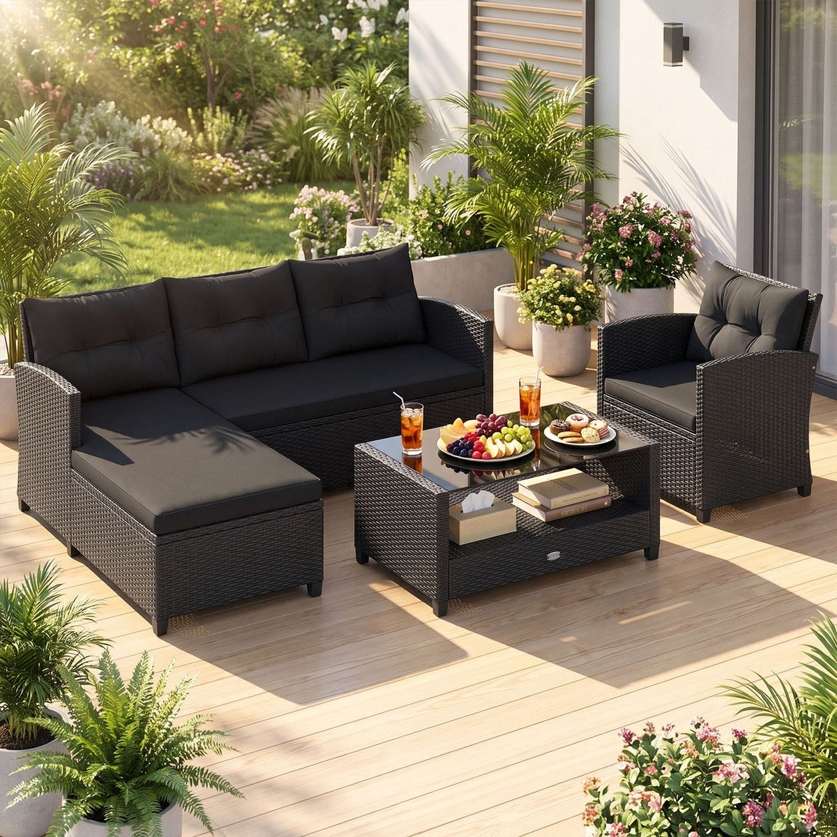4 Pieces Patio Rattan DirectDeals