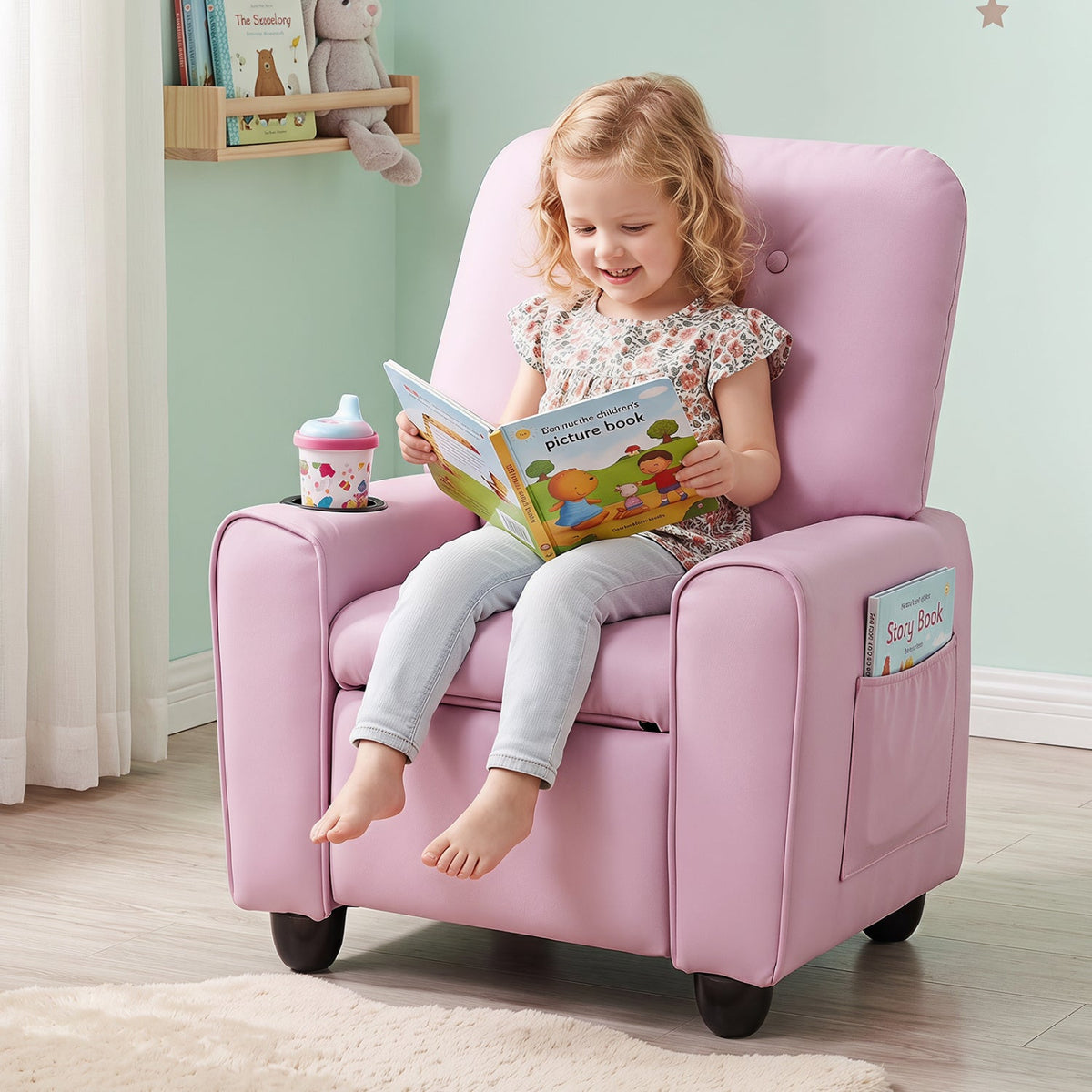 Kids Recliner Chair with Cup Holder & Adjustable Backrest DirectDeals
