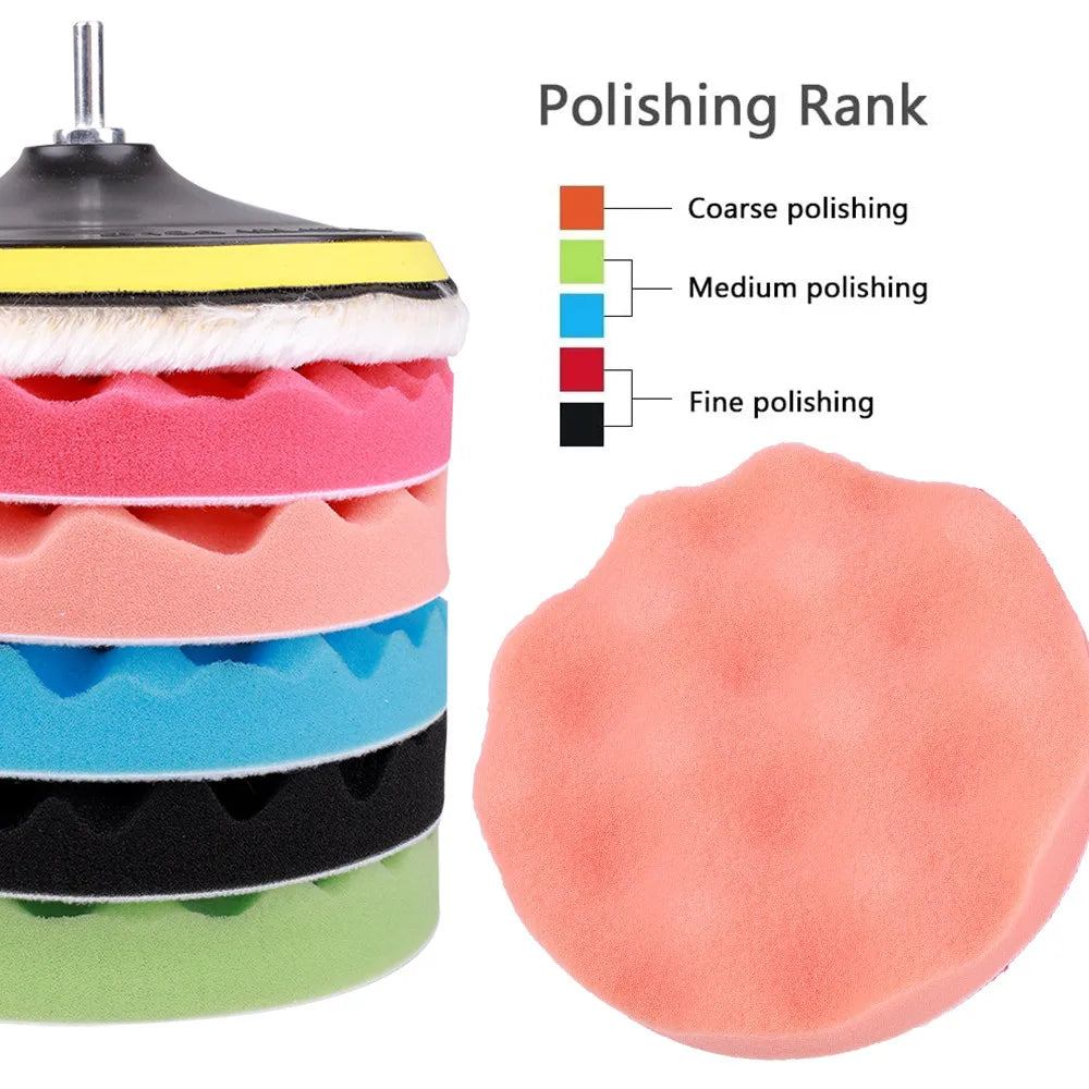 8-Piece Car Polishing Pad Kit, 3, 5, 7 Inch Sponge Buffing Discs