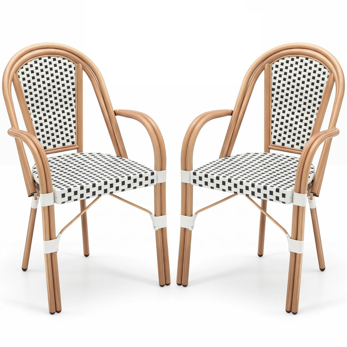 PE Wicker Bistro Dining Chairs Set of 2 - 400 lbs Capacity