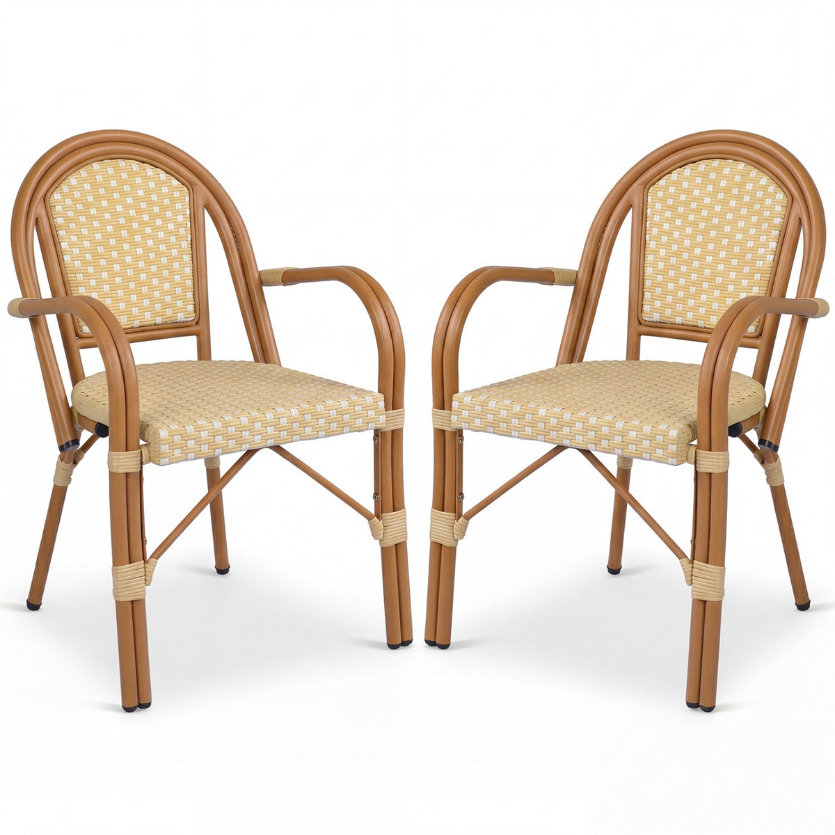 PE Wicker Bistro Dining Chairs Set of 2 - Yellow
