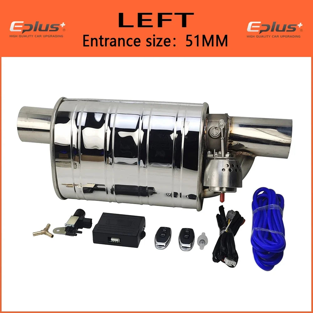 EPLUS Stainless Steel Remote Control Exhaust Vacuum Valve | Variable Silencer for Universal 51 63 76 mm Pipes