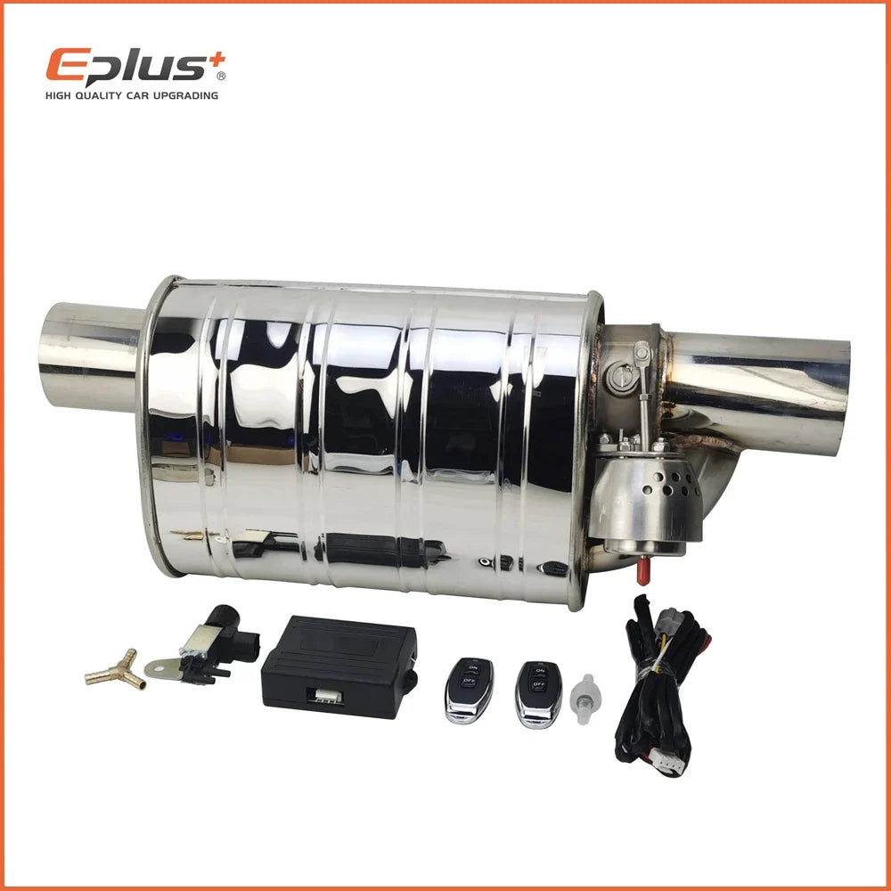 EPLUS Stainless Steel Remote Control Exhaust Vacuum Valve | Variable Silencer for Universal 51 63 76 mm Pipes