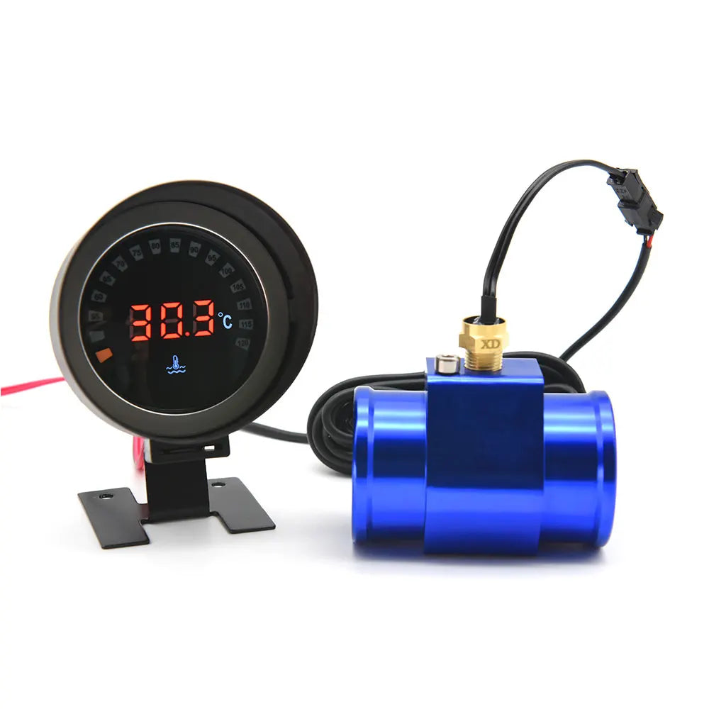 52mm Digital Water Temp Gauge | LED Display with Sensor and Radiator Hose Adapter
