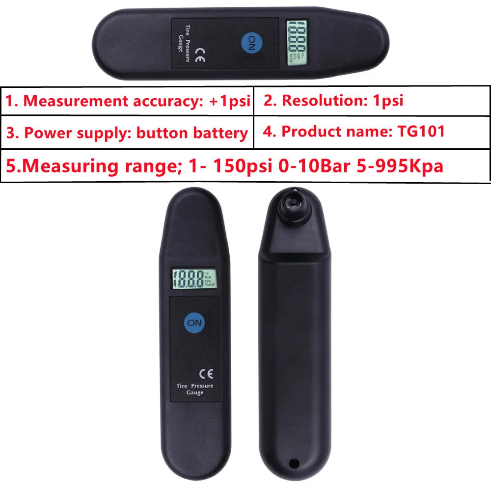 TG101 Digital Car Tire Pressure Gauge | LCD Display with PSI/KPA/BAR/KG/CM2 MyPetiteCar.com