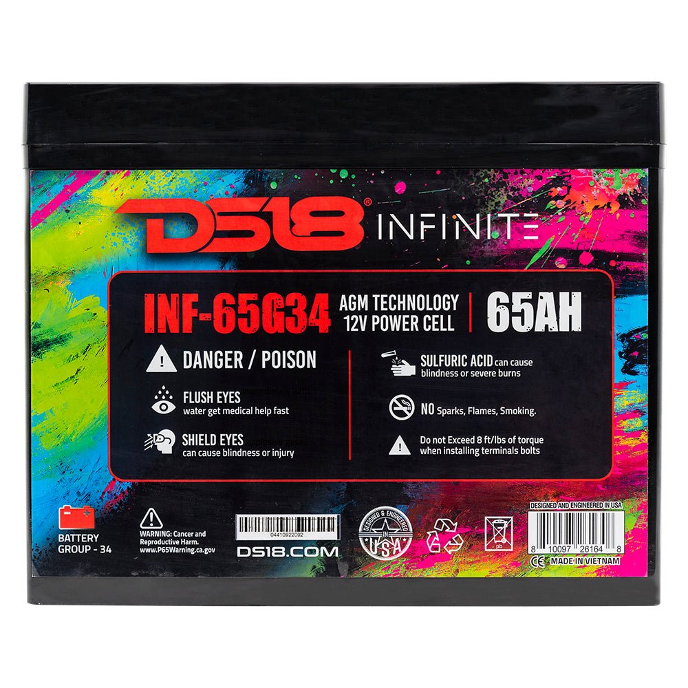 INFINITE 65 AH AGM Group 34 Power Cell 12 Volt Battery DS18