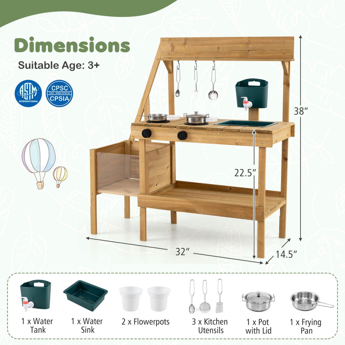 Wooden Mud Kitchen with Planter Box for Kids DirectDeals