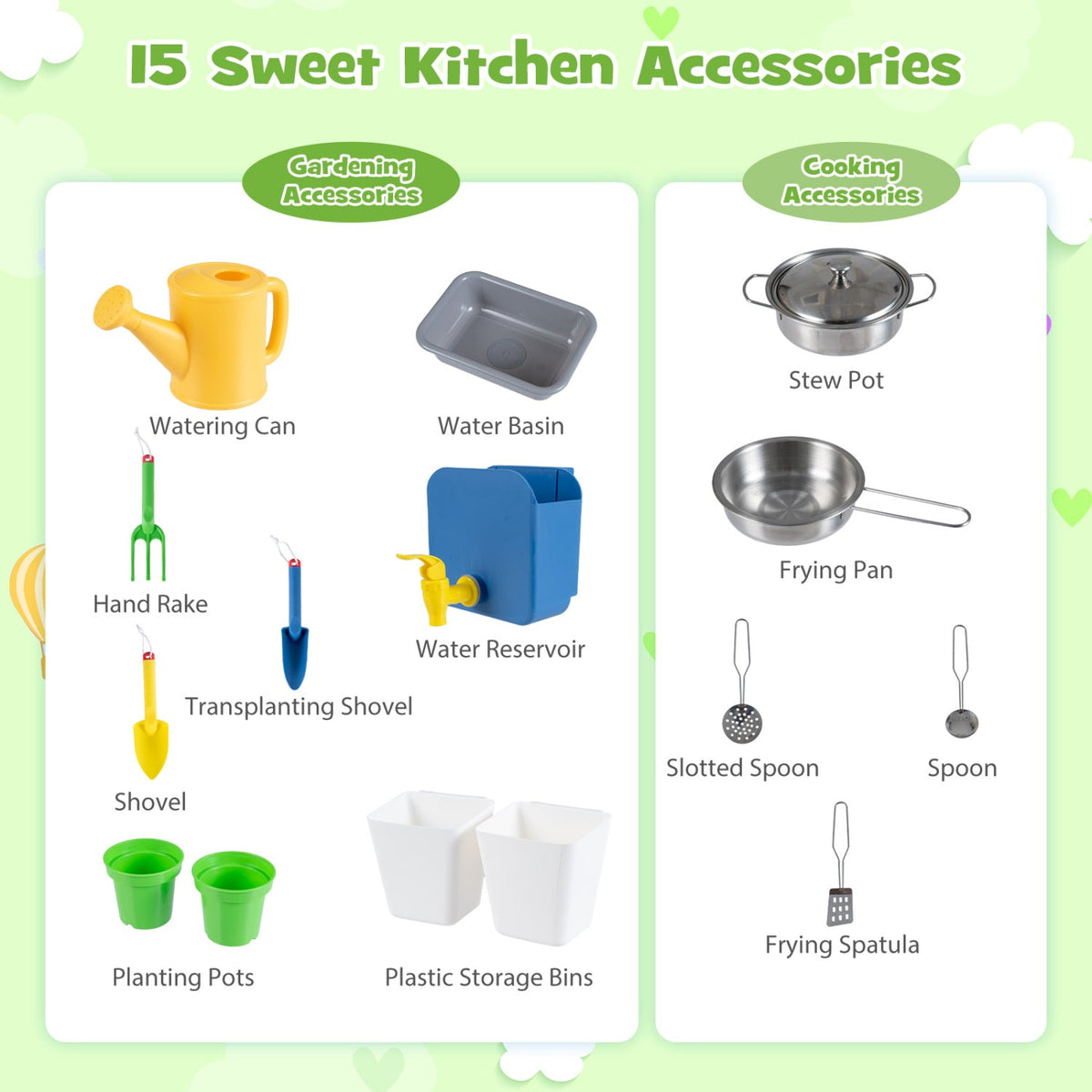 Kids Mud Kitchen with Water Tank, Sink & 15 Accessories DirectDeals