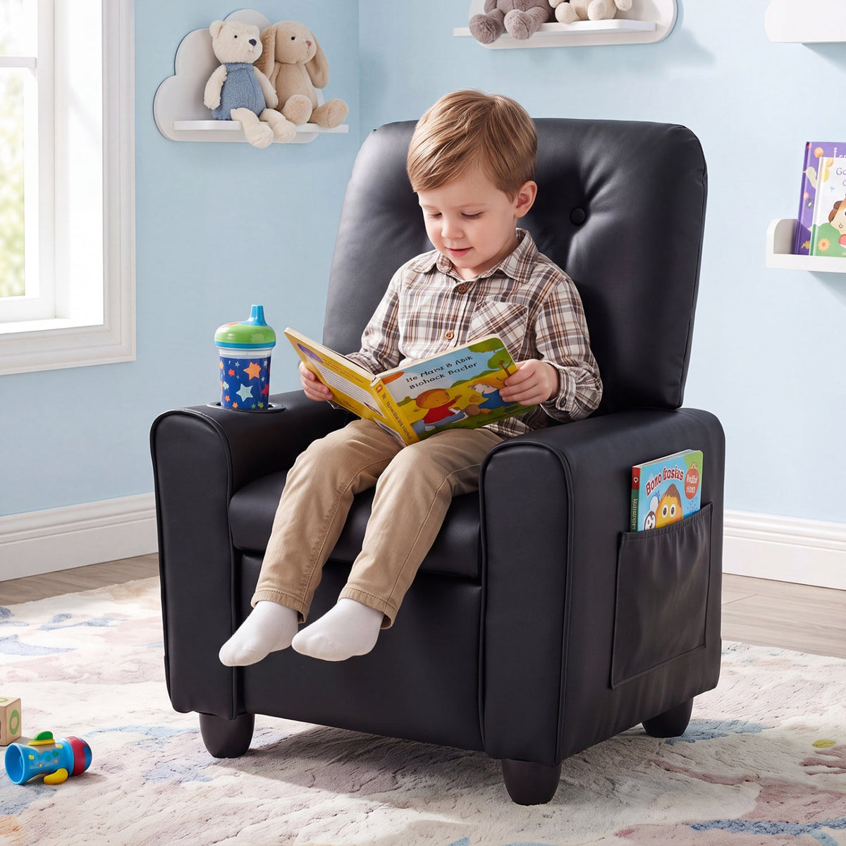 Kids Recliner Chair with Cup Holder & Adjustable Backrest DirectDeals