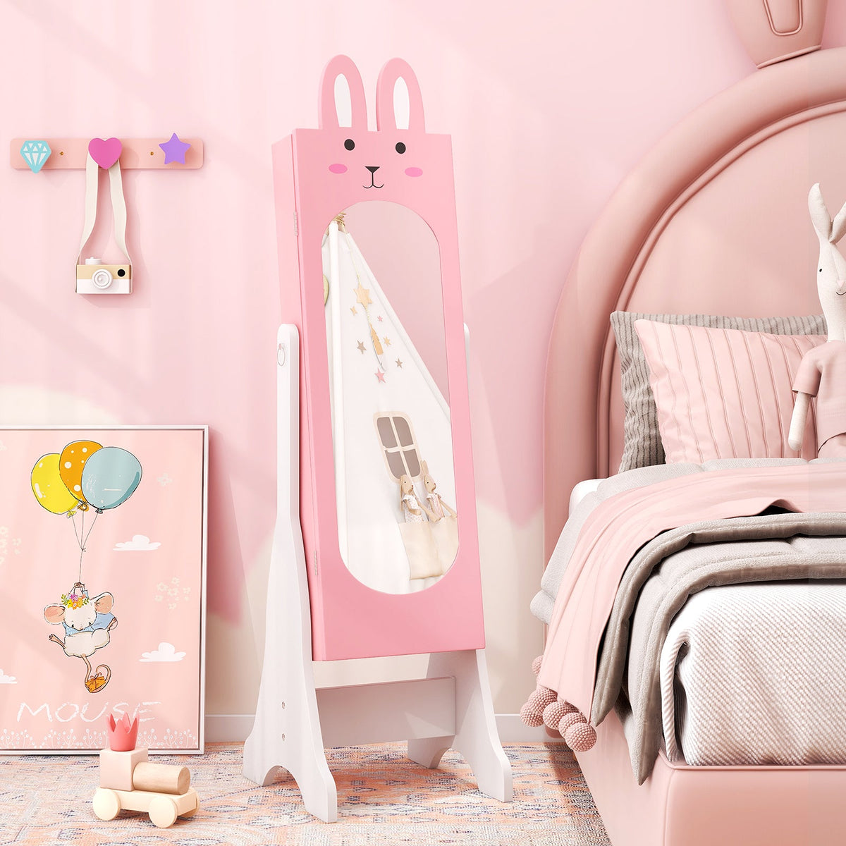 Kids Vanity Table Set with Mirror, Chair & Storage - White DirectDeals