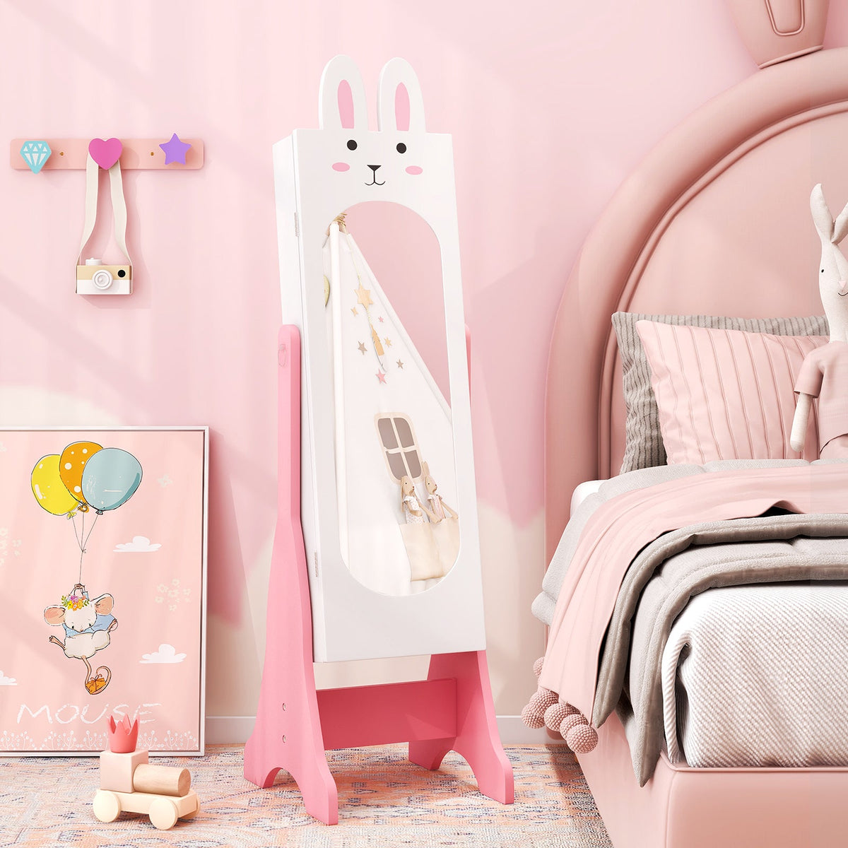 Kids Vanity Table Set with Mirror, Chair & Storage - White DirectDeals