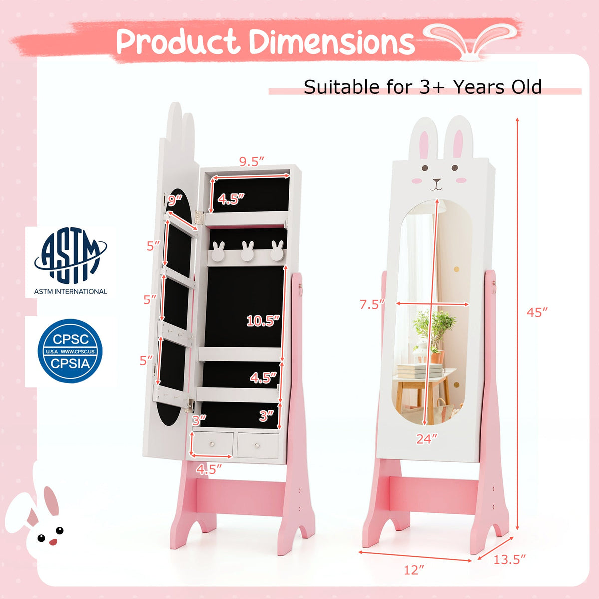 Kids Vanity Table Set with Mirror, Chair & Storage - White DirectDeals