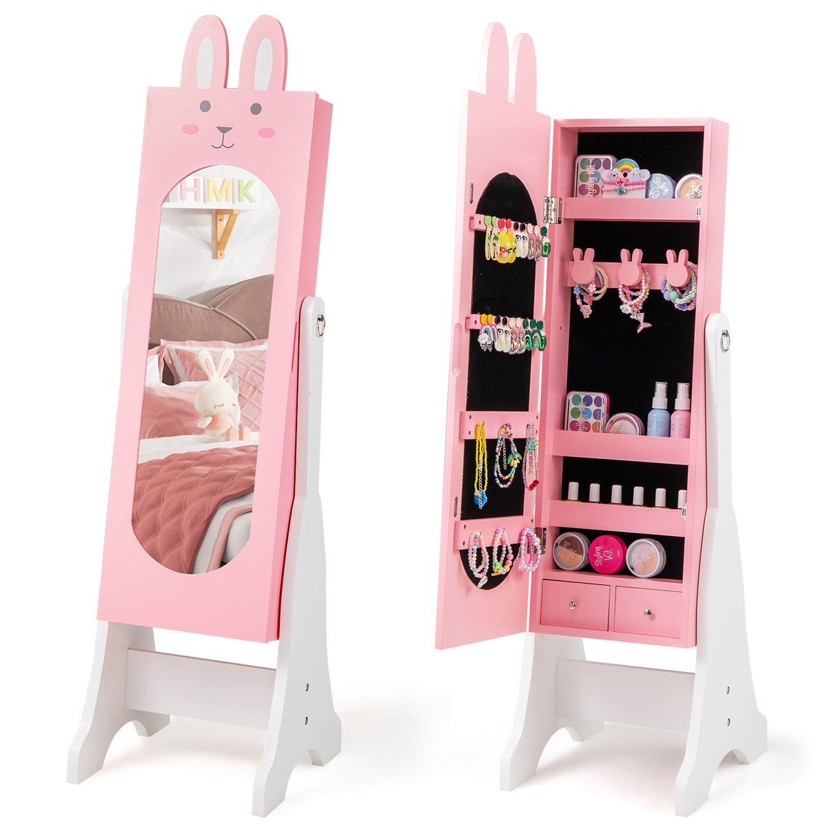 Kids Vanity Table Set with Mirror, Chair & Storage - White DirectDeals