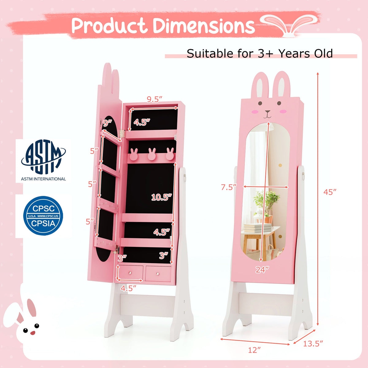 Kids Vanity Table Set with Mirror, Chair & Storage - White DirectDeals