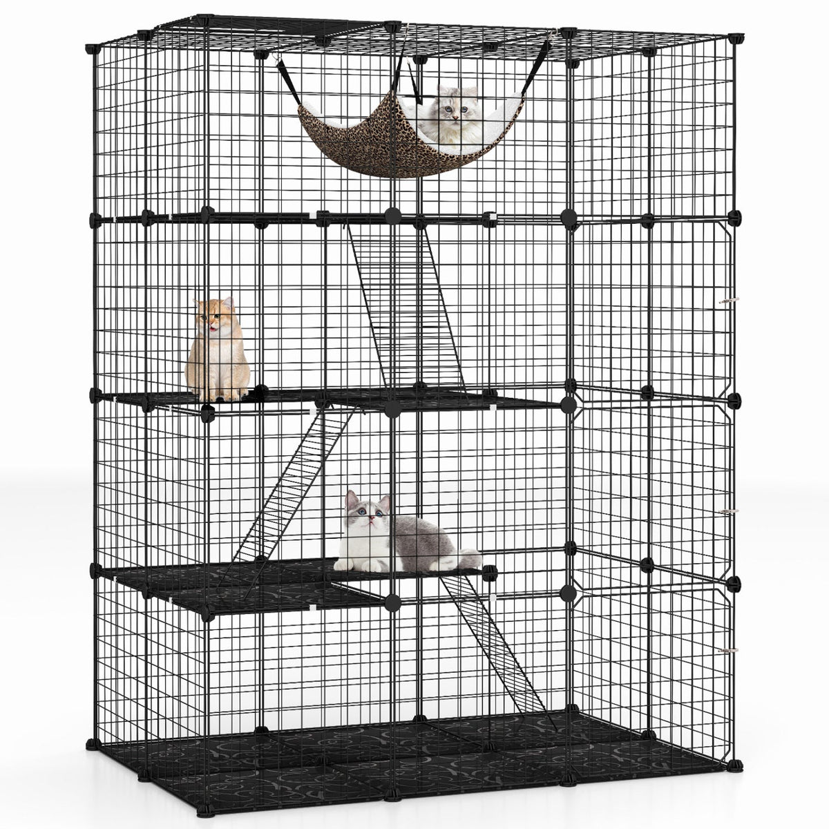 4-Tier Cat Cage with Skylight and Hammock for 1-4 Cats DirectDeals