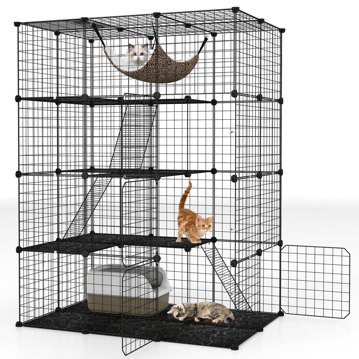 4-Tier Cat Cage with Skylight and Hammock for 1-4 Cats DirectDeals