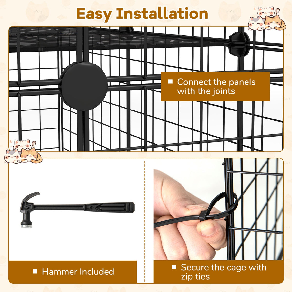 4-Tier Cat Cage with Skylight and Hammock for 1-4 Cats DirectDeals