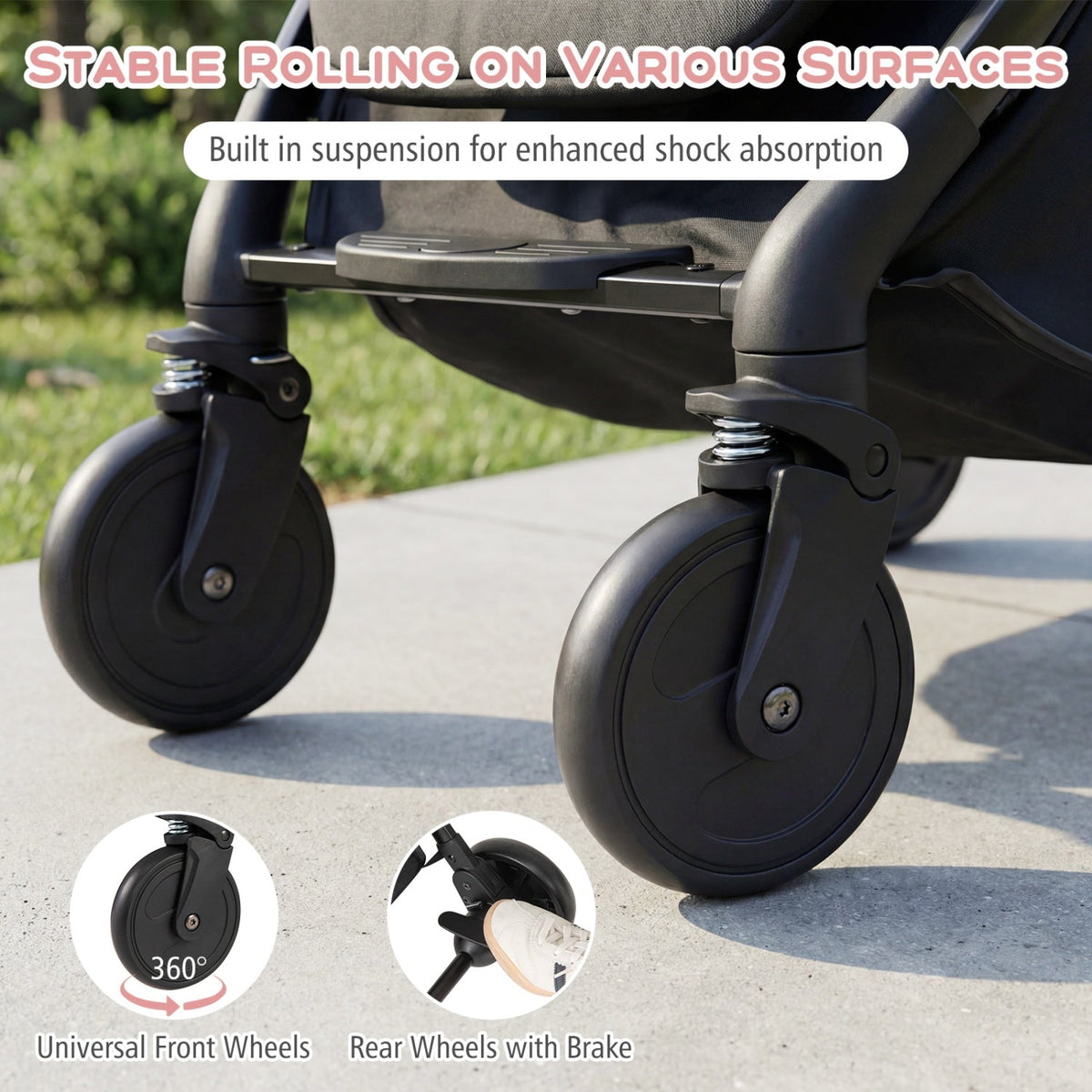 Lightweight Baby Stroller Compact Travel Stroller with One-Hand Folding GBruno Store