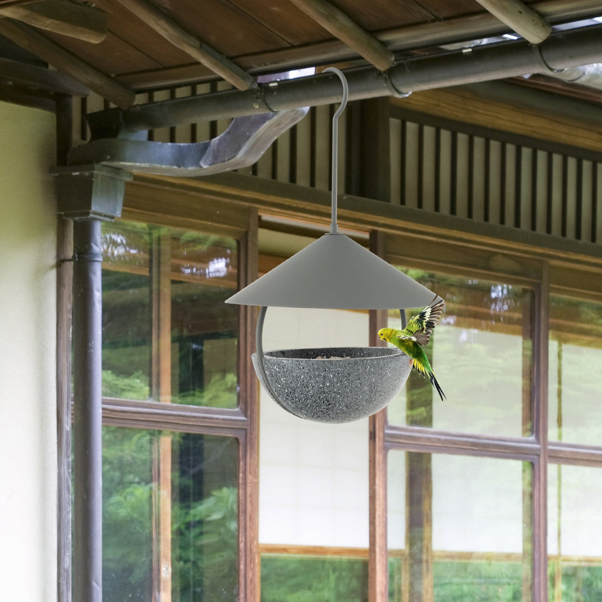 Metal Hanging Bird Feeder and Bath with Weatherproof Dome