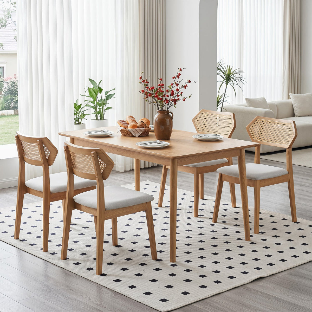 Rattan Dining Chairs Set of 4 with Curved Back DirectDeals