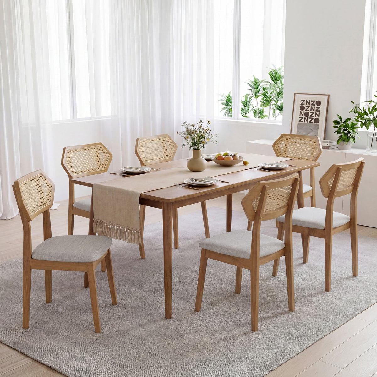 Rattan Dining Chairs Set of 4 with Curved Back DirectDeals
