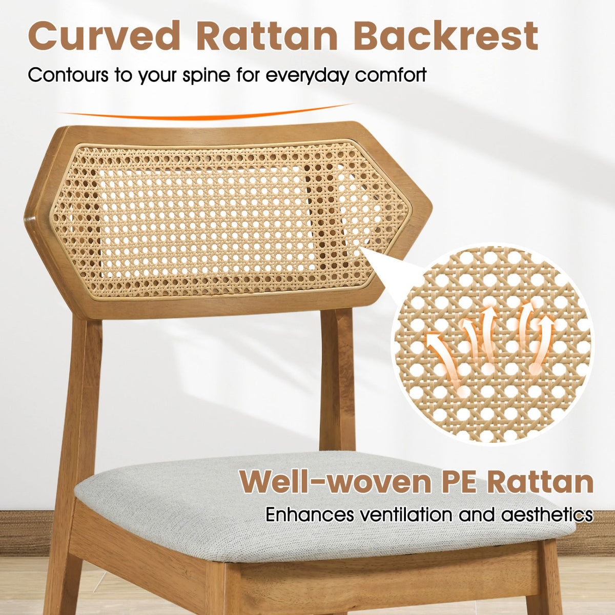 Rattan Dining Chairs Set of 4 with Curved Back DirectDeals