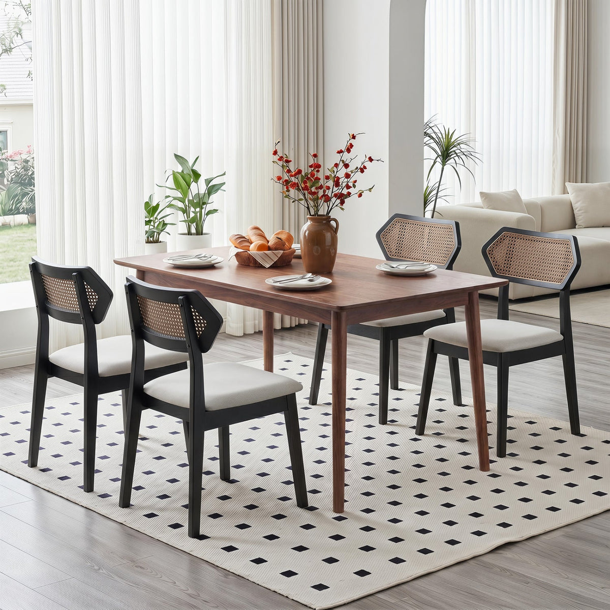 Rattan Dining Chairs Set of 4 with Curved Back DirectDeals