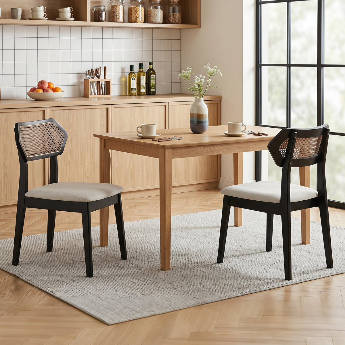 Rattan Dining Chairs Set of 4 with Curved Back DirectDeals