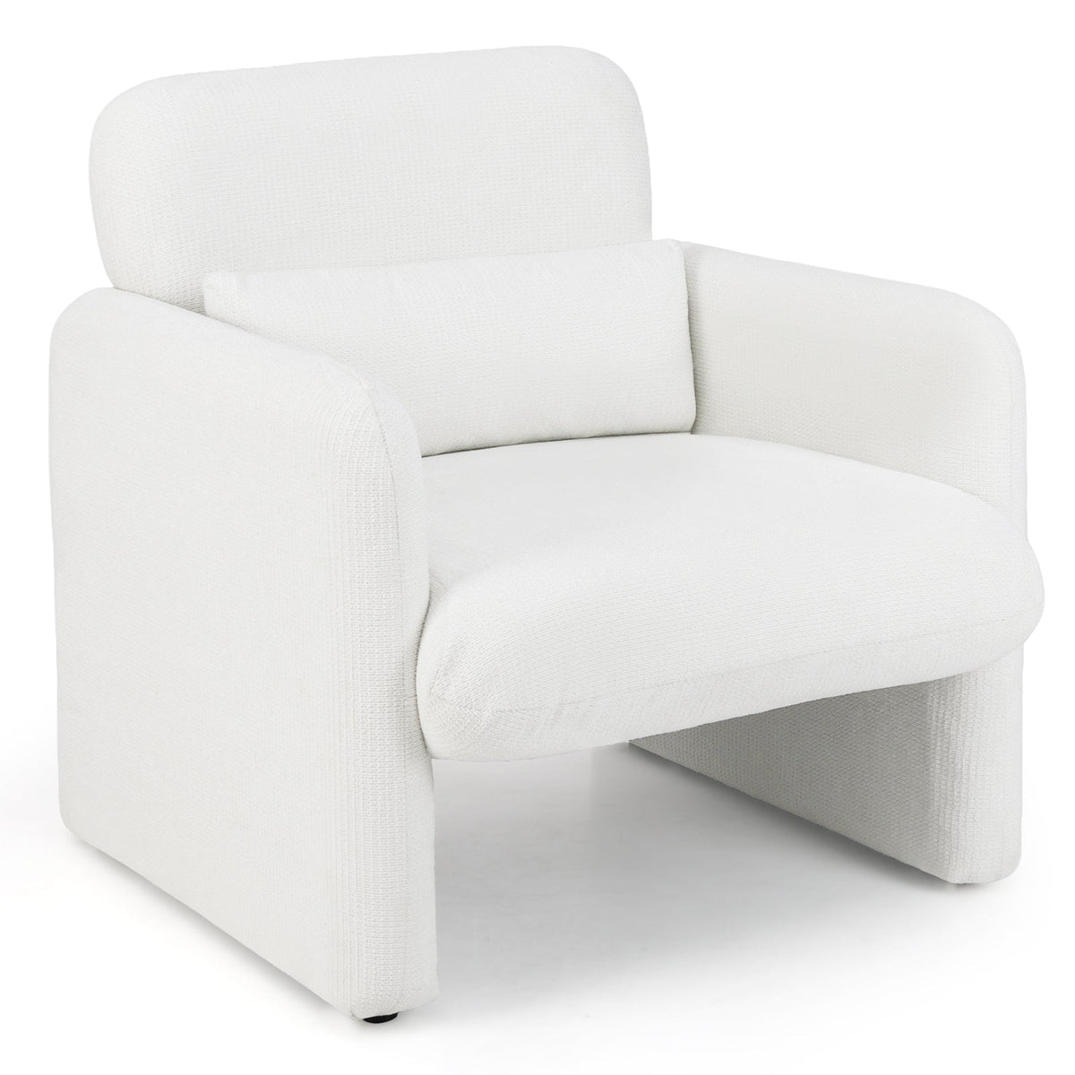 Modern Upholstered Chenille Accent Chair with Removable Lumbar Pillow-White
