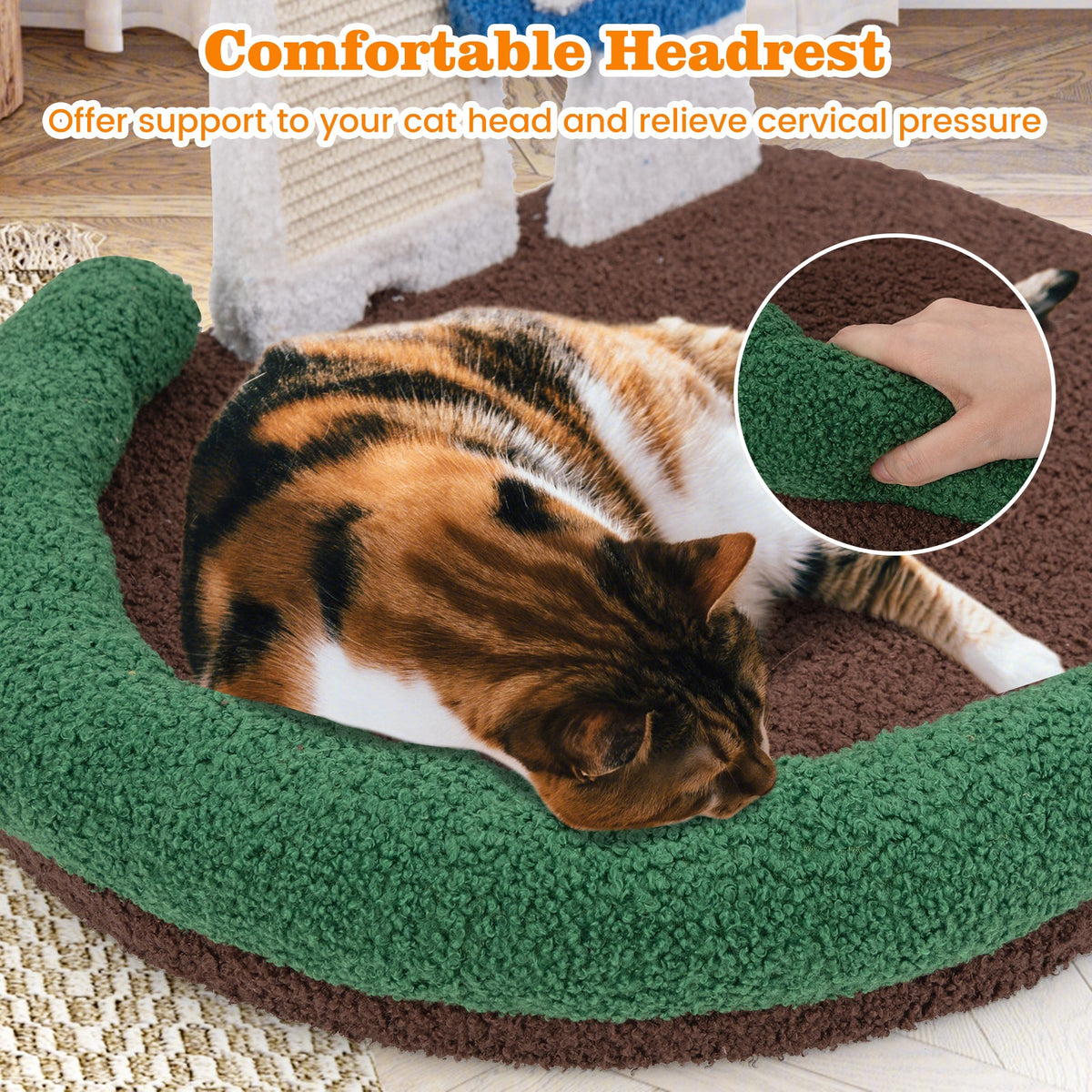 Mushroom Cat Bed Cat Claw Scratcher with Wide Bed and Sisal Scratch Panel-Multicolor