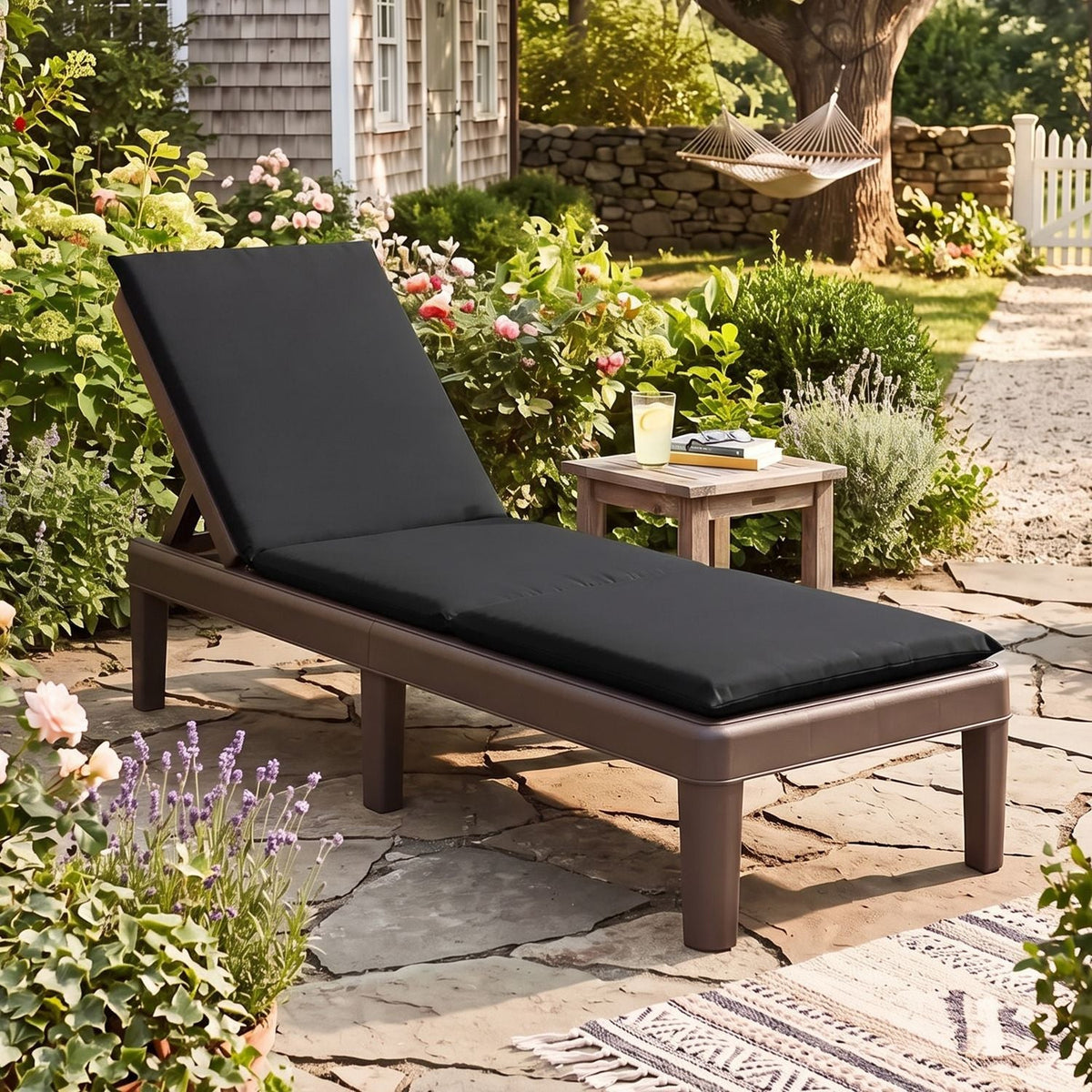 Outdoor Chaise Lounge Cushion Patio Furniture Folding Pad with Fixing Straps DirectDeals