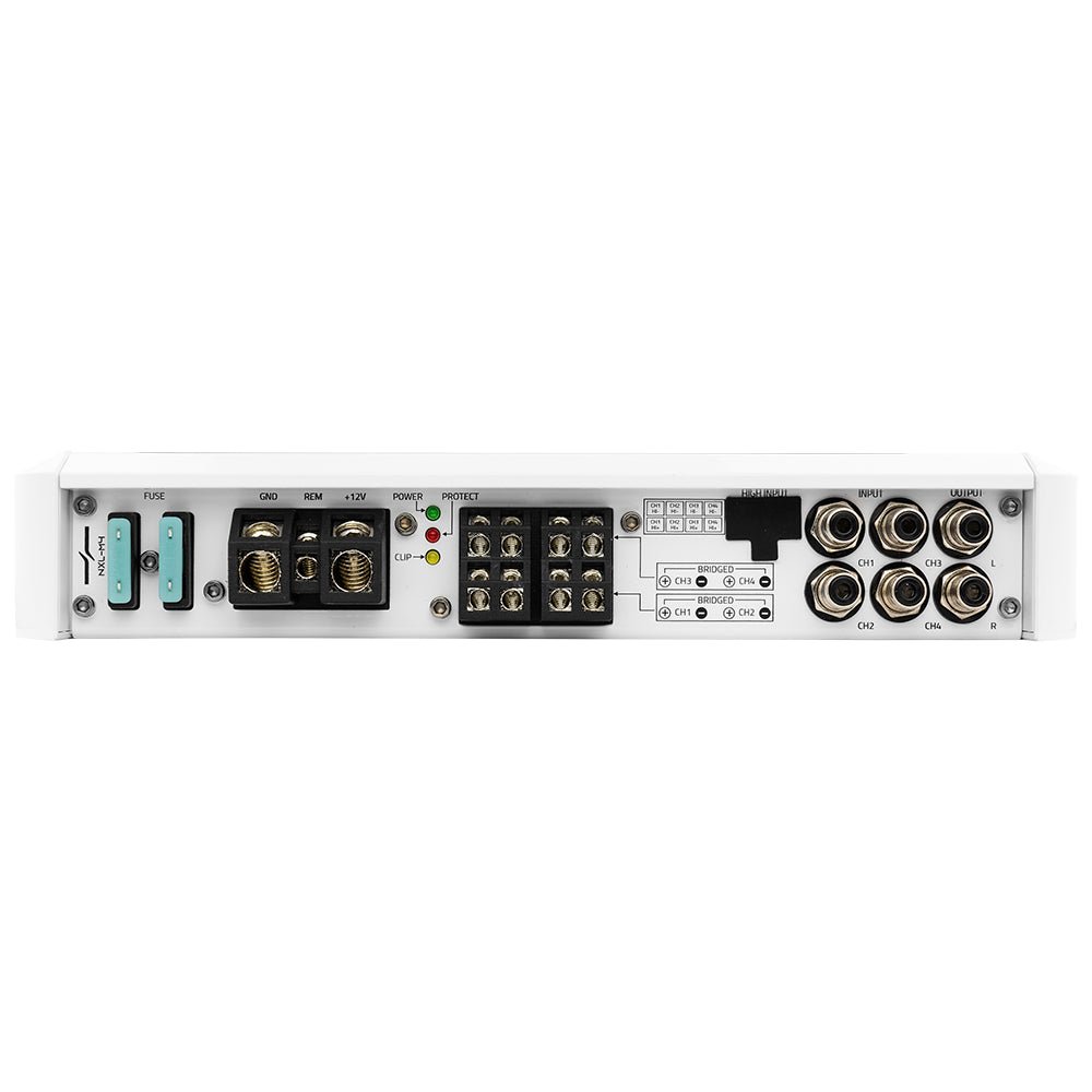 NXL 4-Channel Full-Range Class D IPX5 Marine Amplifier | 4 x 150W RMS @ 4-Ohm DS18