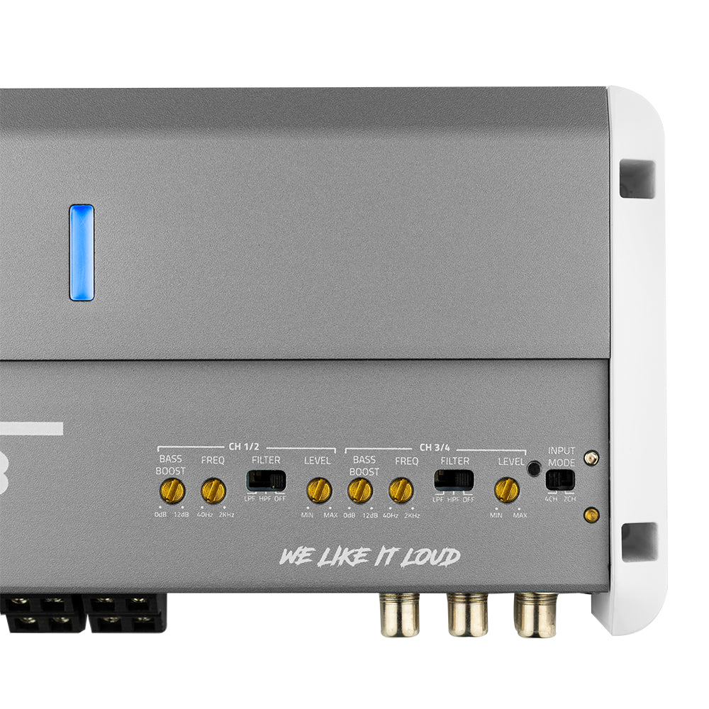 NXL 4-Channel Full-Range Class D IPX5 Marine Amplifier | 4 x 150W RMS @ 4-Ohm DS18