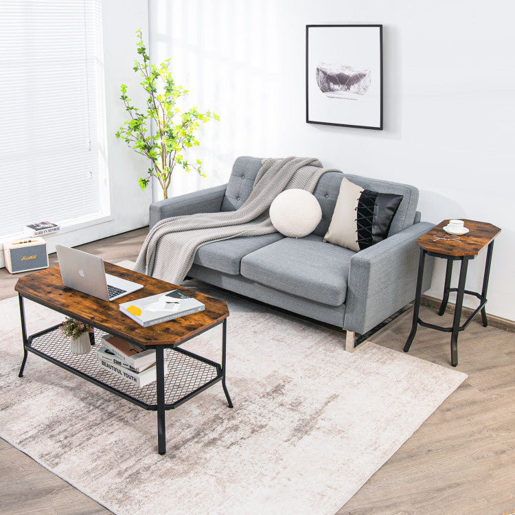 Narrow End Table with Rustic Wood Grain and Stable Steel Frame