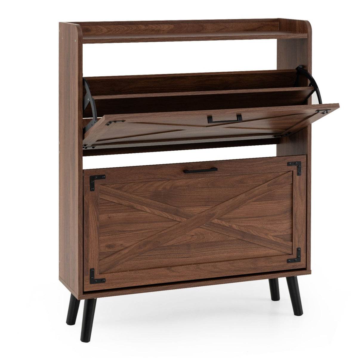 Narrow Shoe Cabinet with Flip Drawers and Adjustable Shelves DirectDeals