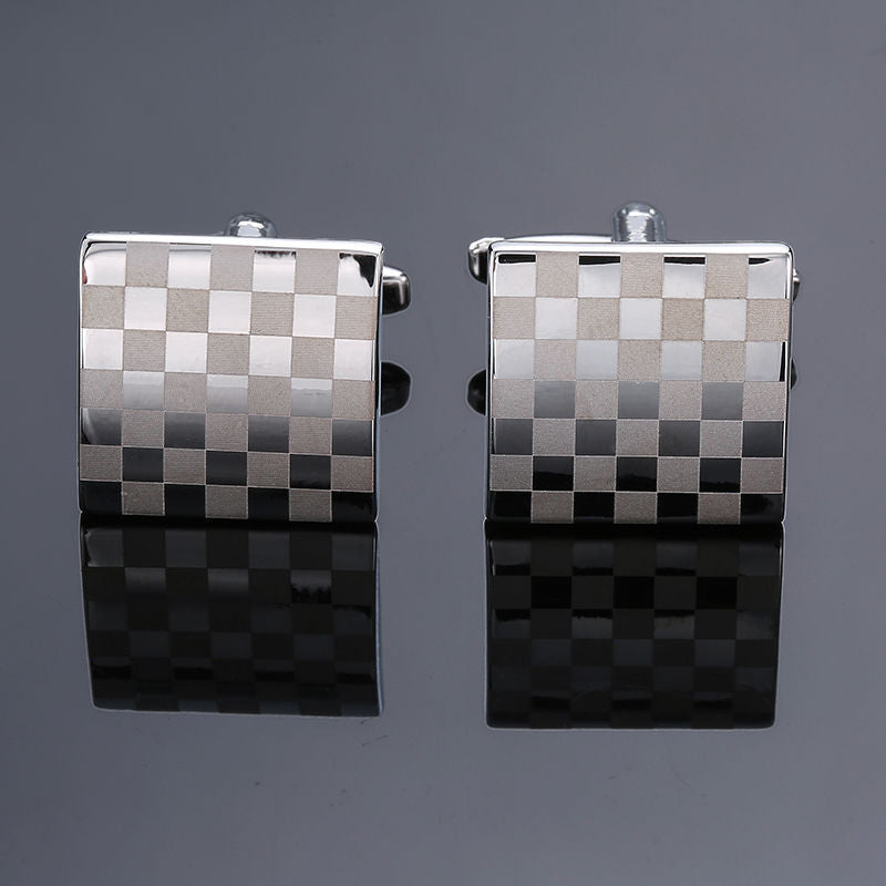 Black Gold Silver Laser Cufflinks