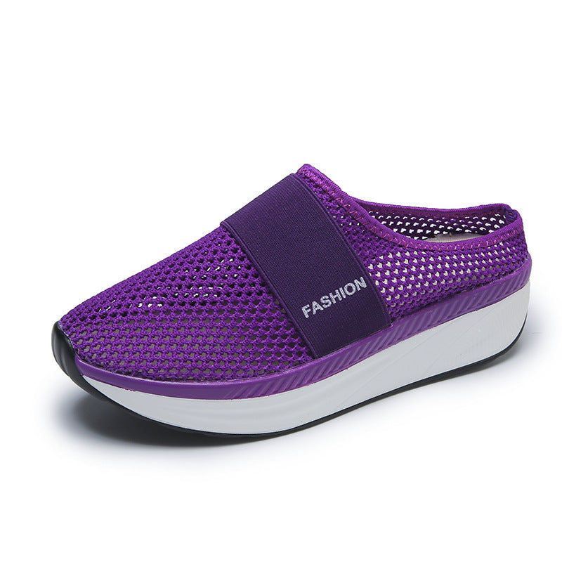 Plus Size Mesh Platform Slip-ons