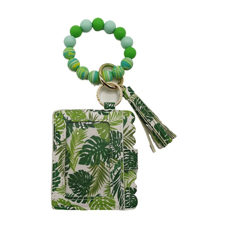 Silicone Beads Bracelet Key Chain Leopard Print