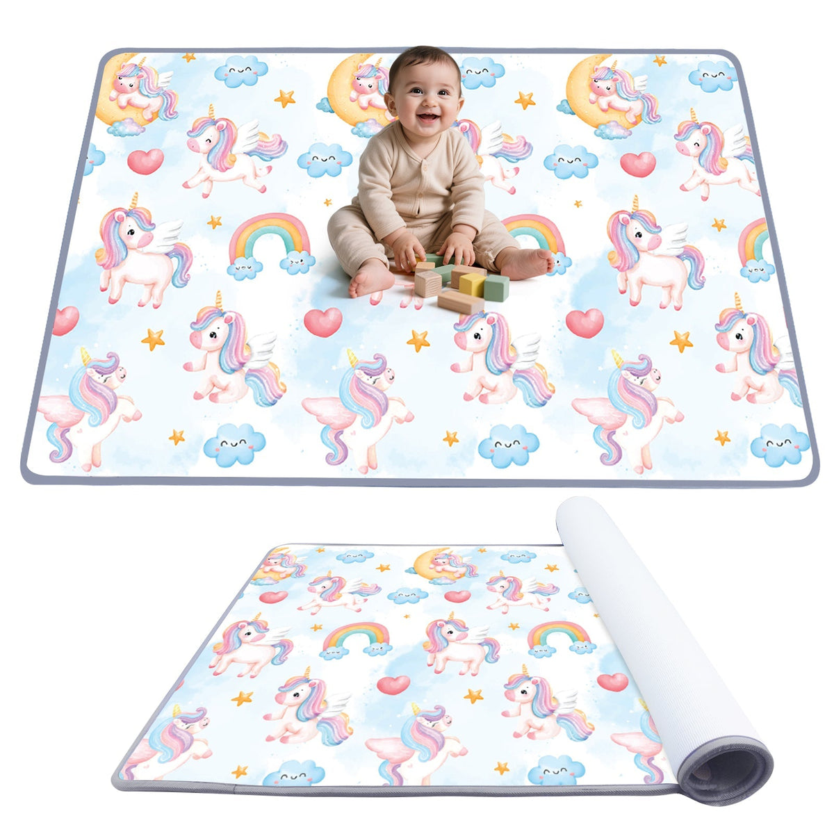 One-Piece Reversible Roll Up Soft Foam Activity Mat for Toddlers GBruno Store
