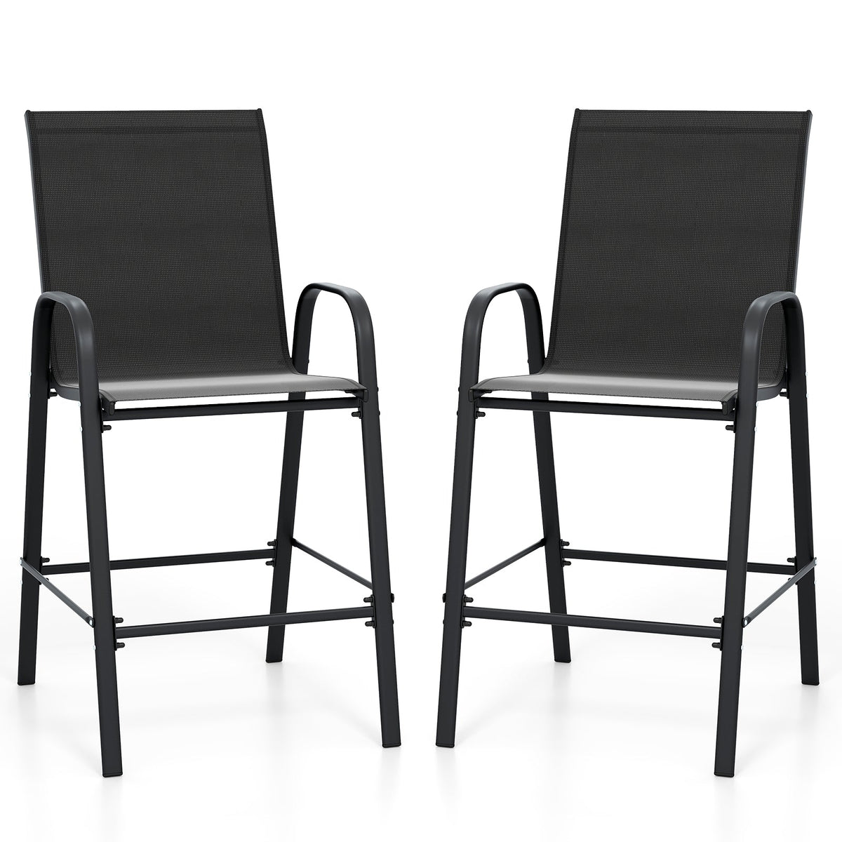 Outdoor Bar Stools Set of 2 29 Inch Fabric Bar Height Stools with Armrests