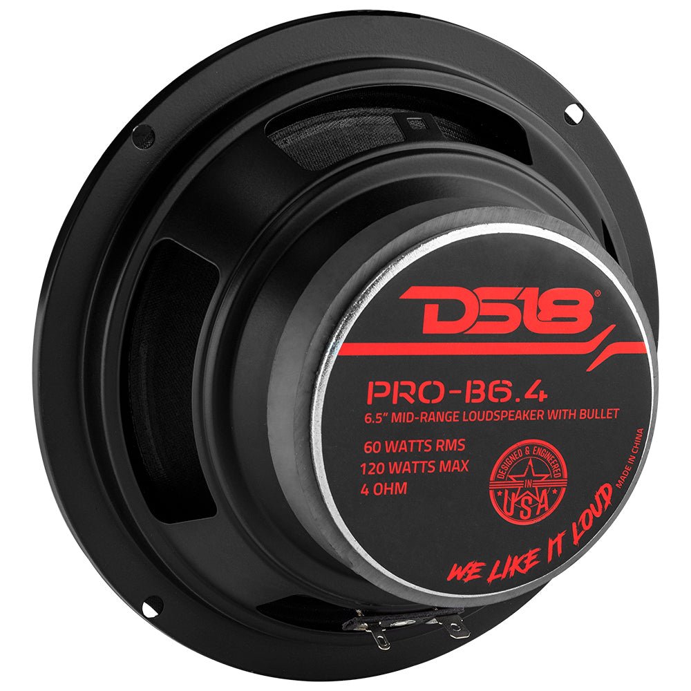DS18 PRO-B6.4 6.5" Mid-Range Car Audio Loudspeaker with Bullet 120 Watts 4-Ohm DS18