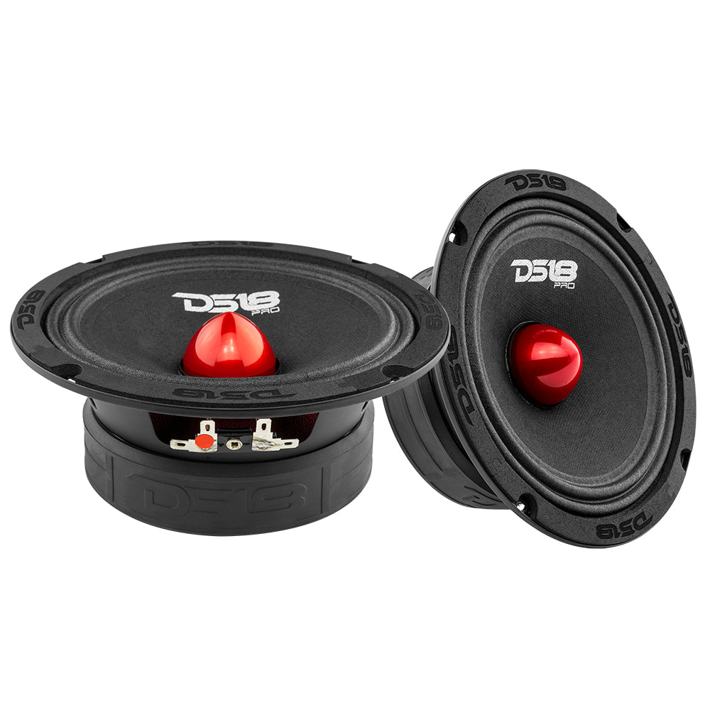 Pro Audio Speaker Bundle: 6.5" Midrange Speakers with OEM Speaker Adapters, Amplifier, and Wiring Kit DS18