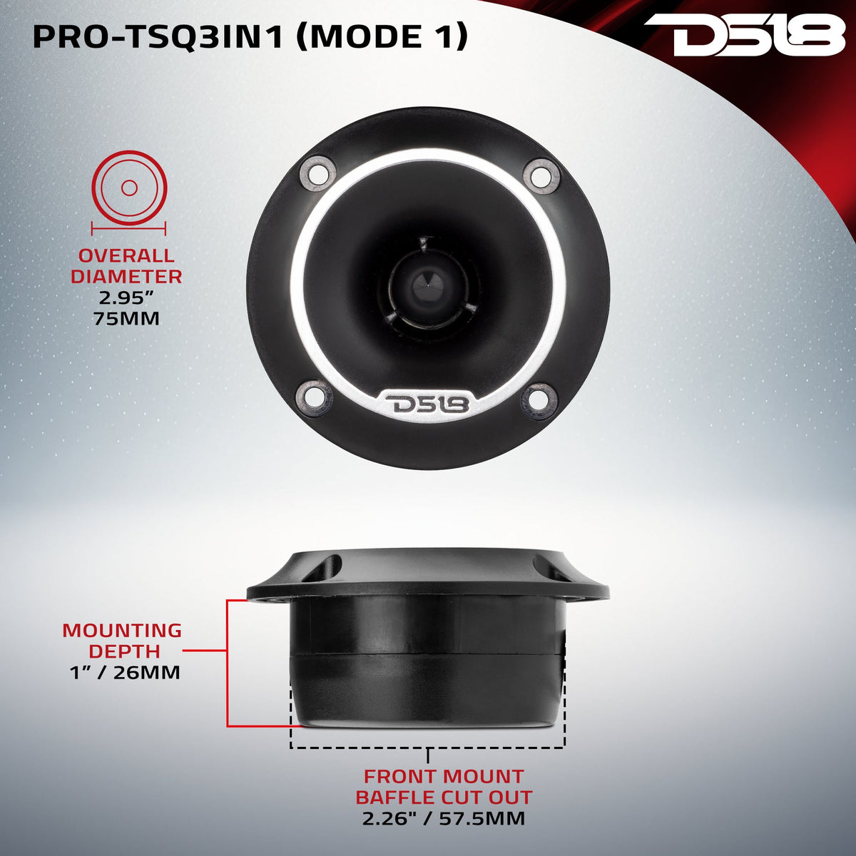 3" Surface/Flush/Angle High Compression Neodymium Super Bullet Tweeter 100 Watts 1" Aluminum 4-Ohm Vc DS18