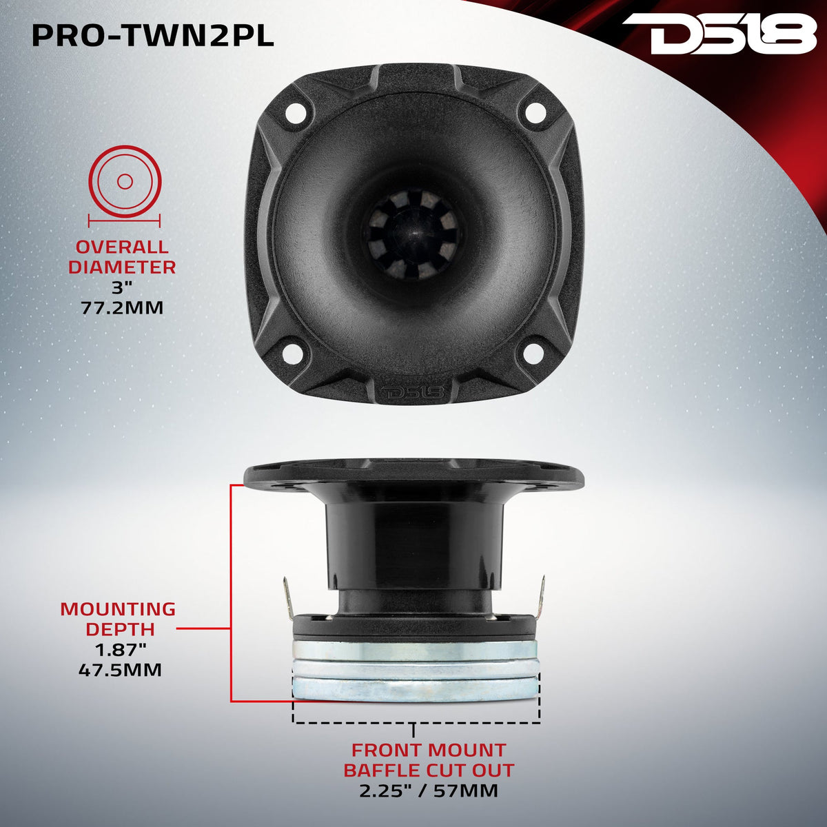 3" High Compression Neodymium Hybrid Driver/Tweeter 100 Watts 1" Polyester 4-Ohm Vc DS18