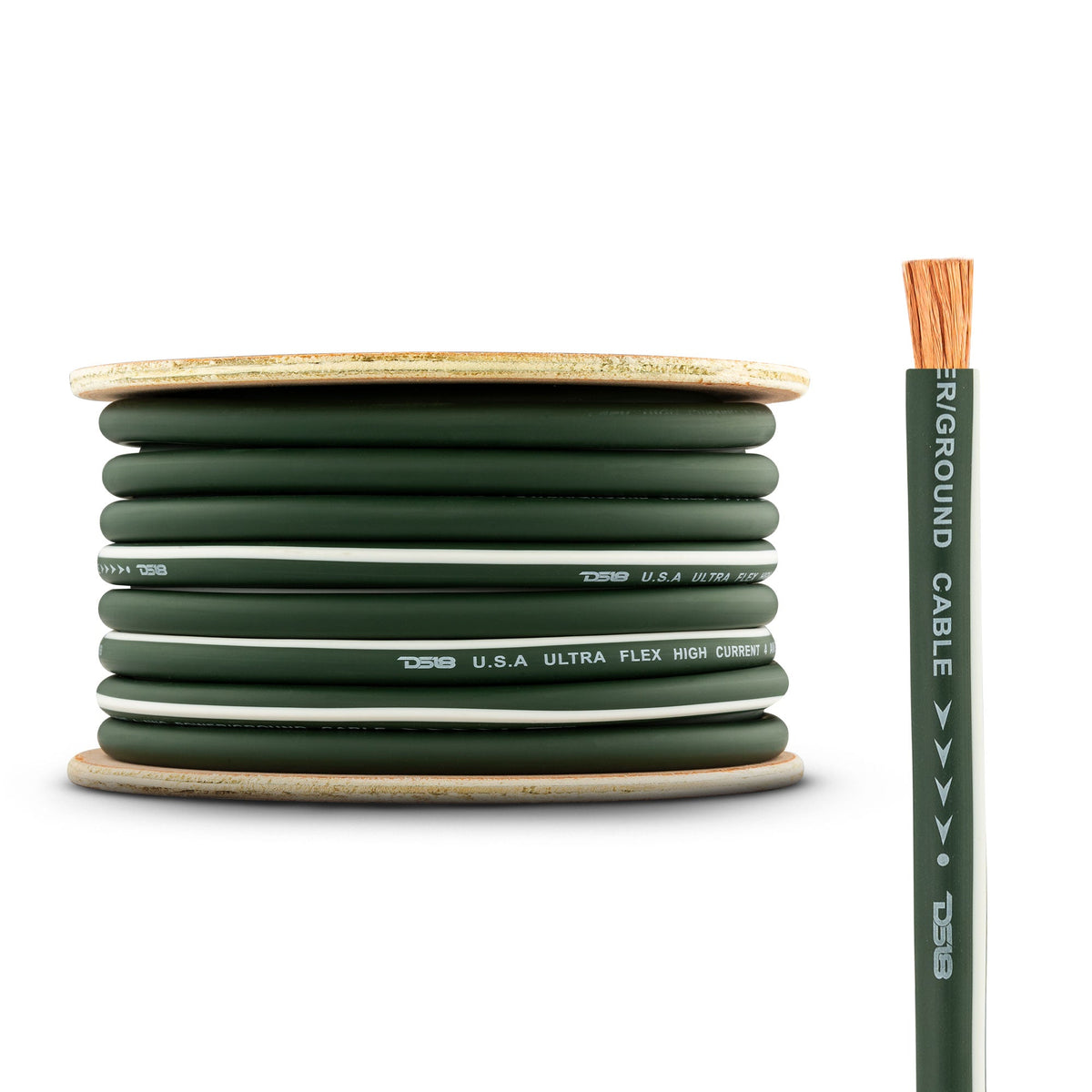 4-GA 100% OFC Ground, Power Cable, 50 Feet -Camo Green DS18