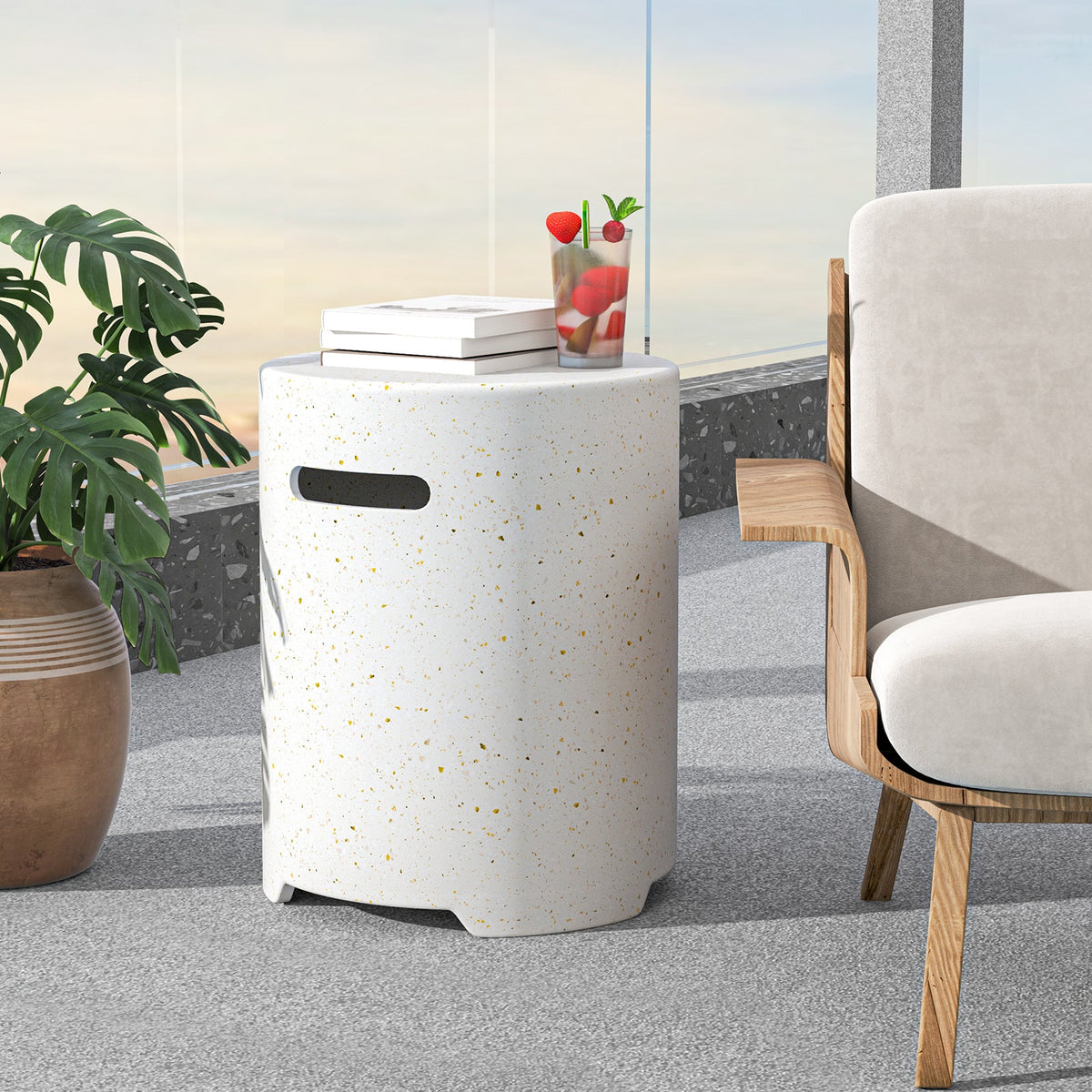 Propane Tank Cover Table with Side Handles and Protective Cover