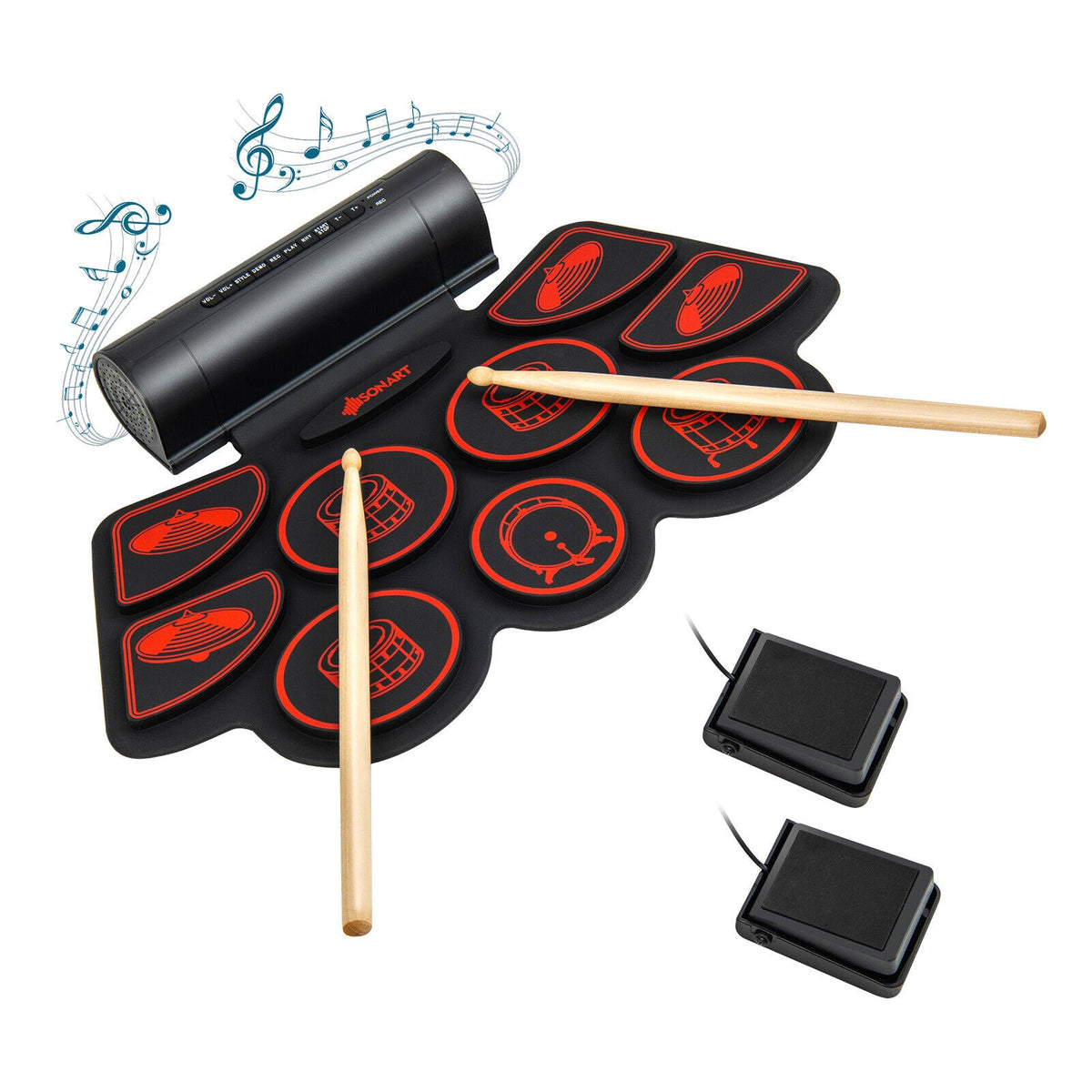 Electronic Drum Set with 2 Build-in Stereo Speakers for Kids