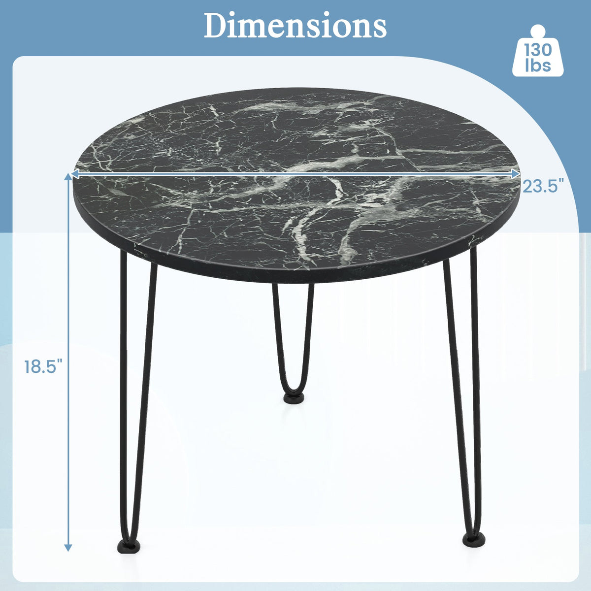 Round Coffee Table with Thickened Tabletop and Metal Tripod Legs