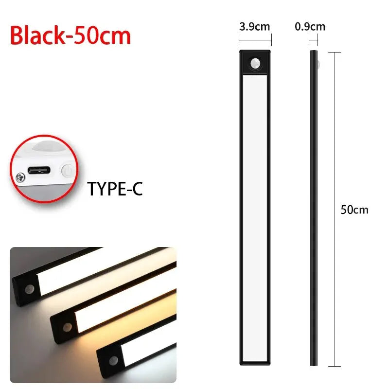 LED Motion Sensor Light Night Light Wireless USB Under Cabinet Light For Kitchen Cabinet Bedroom Wardrobe Sensor Indoor Lighting